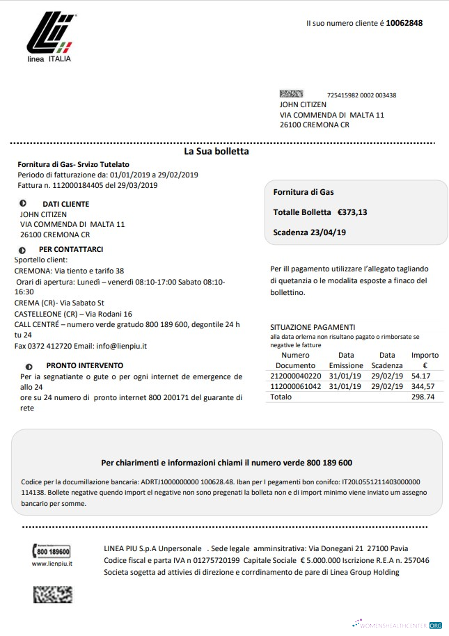 download download Italy Linea Italia utility bill template in Word and PDF format PDF template PDF template